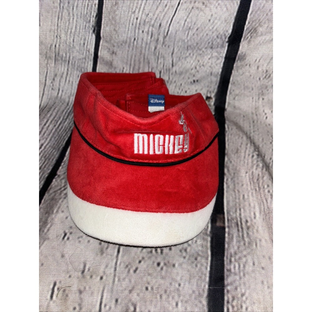 DISNEY Velvet Mickey Red and White Visor Adjustable Cap Hat RN 87429